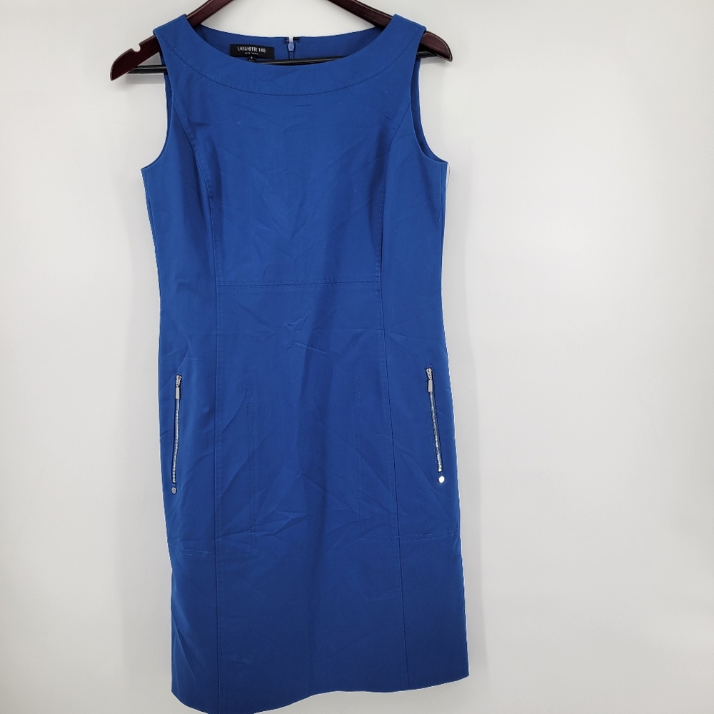 Lafayette 148 New York Women's Sheath Sheath Bateau Neck Dress Pockets Size P